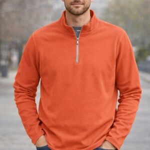 Men's Coral Quarter-Zip Sweater